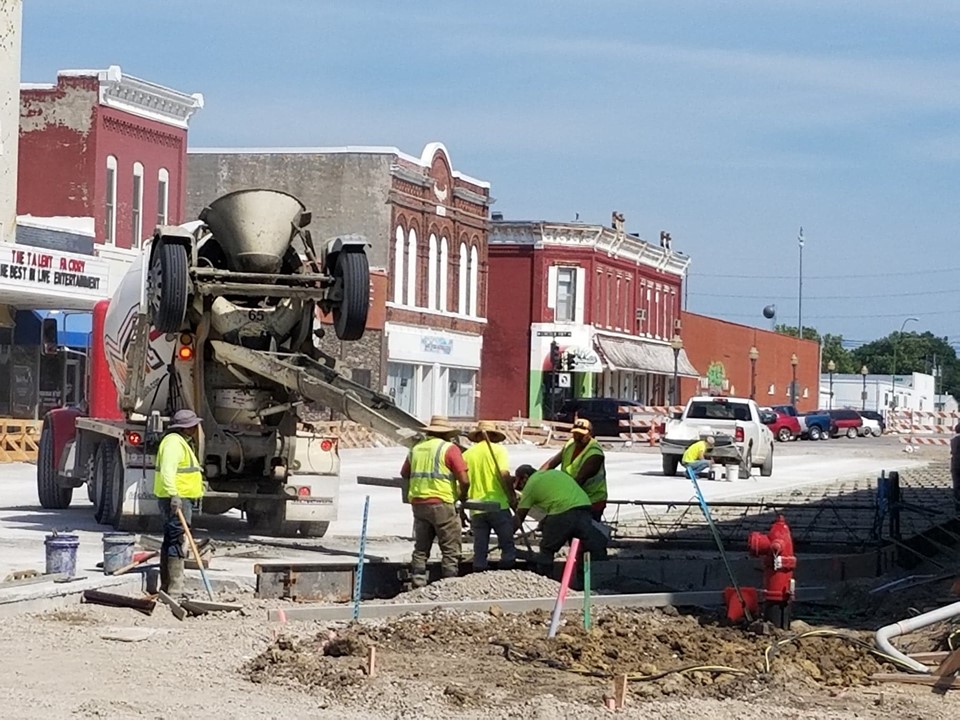 Planning and Zoning crew working on street in downtown