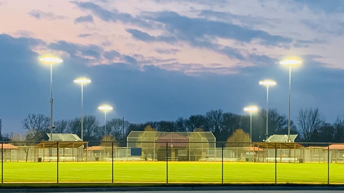 Score field at sunset