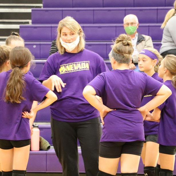 Girls at volleyball practice