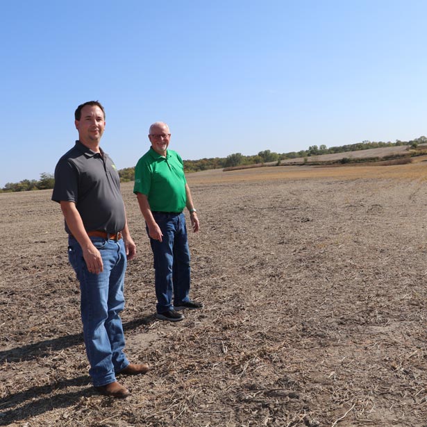 Wastewater Department employees in empty field