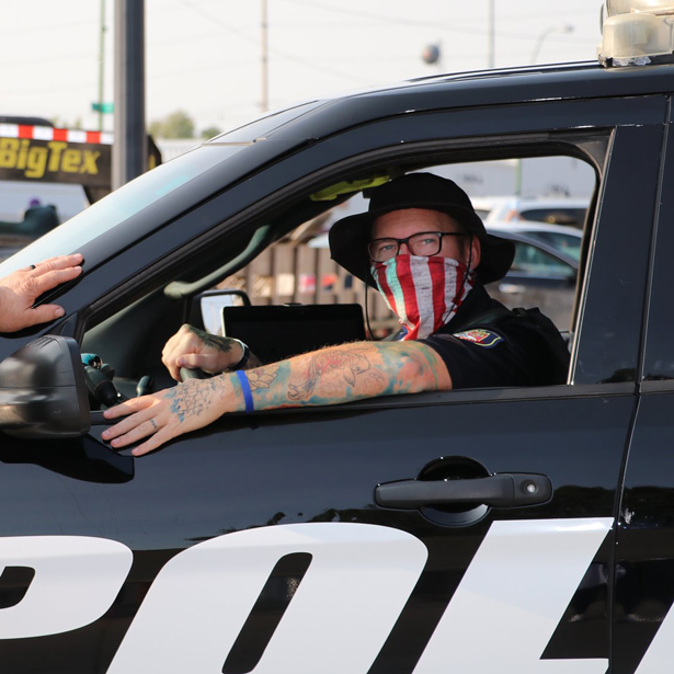 Police officer in car