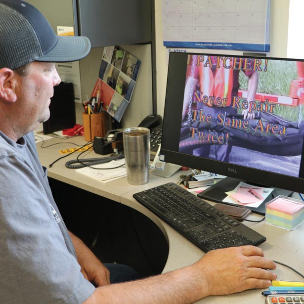 Street Department employee working in the office